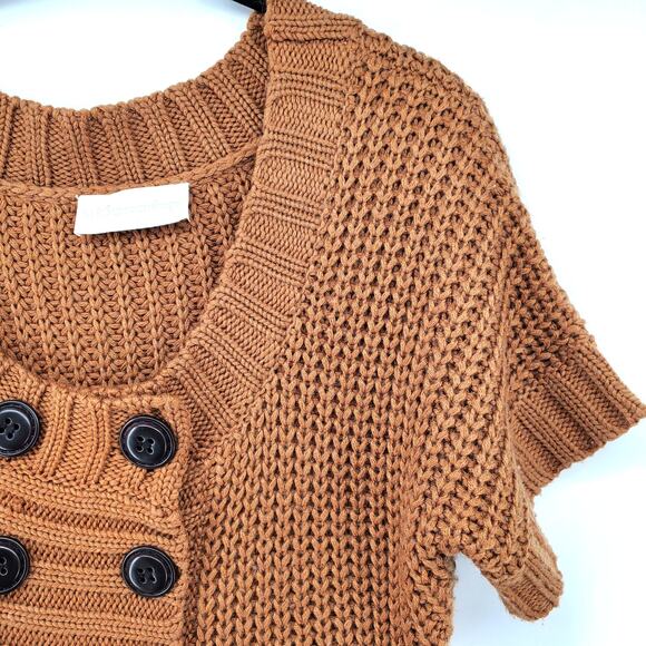 Soft Surroundings Womens PM Wool City Sweater Dress Brown Double Button Tunic - Picture 5 of 11